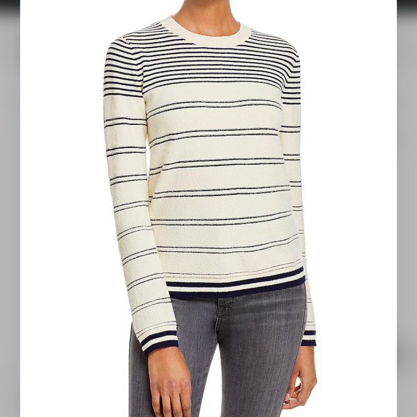 Nwt Jason Wu Gradient Stripe Crewneck Sweater In Pearl/Trueblue Small